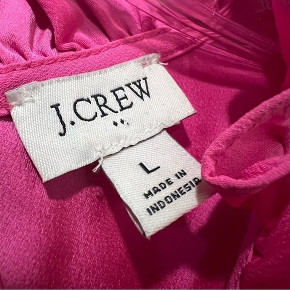 J. Crew Pink Secretary Blouse Large Long Sleeve Mock Neck Barbiecore B3 - Picture 4 of 5